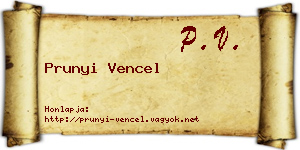 Prunyi Vencel névjegykártya